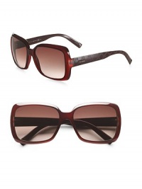 Chic plastic frames logo etched temples. Available in bordeaux with brown gradient lens, black with gray gradient lens or chocolate havana with brown gradient. 100% UV protection Made in Italy Chic plastic frames logo etched temples. Available in bordeaux with brown gradient lens, black with gray gradient lens or chocolate havana with brown gradient. 100% UV protection Made in Italy