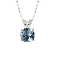 Sterling Silver 10mm Checkerboard Cushion Created Aquamarine Pendant Necklace (3.10 cttw), 18