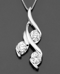 An alluring shape and three brilliant round-cut diamonds (1/2 ct. t.w.) makes Sirena's 14k gold pendant necklace absolutely stunning. Approximate length: 18 inches. Approximate drop: 1 inch. An alluring shape and three brilliant round-cut diamonds (1/2 ct. t.w.) makes Sirena's 14k gold pendant necklace absolutely stunning. Approximate length: 18 inches. Approximate drop: 1 inch.