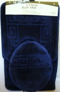 3 Piece NAVY Pattern Bathroom Rug/Mat, Contour & Lid Cover Set 3 Piece NAVY Pattern Bathroom Rug/Mat, Contour & Lid Cover Set