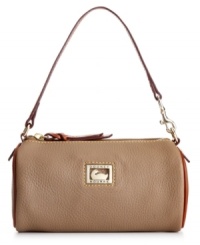Petite yet surprisingly spacious, this adorable design by Dooney & Bourke is perfect for stashing wallet, phone, keys and makeup without a worry. Soft, supple leather is accented with contrasting trim and slender strap, while plenty of pockets organize the interior. Petite yet surprisingly spacious, this adorable design by Dooney & Bourke is perfect for stashing wallet, phone, keys and makeup without a worry. Soft, supple leather is accented with contrasting trim and slender strap, while plenty of pockets organize the interior.