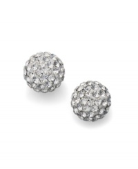 True illumination. Dozens of round-cut clear crystals provide the perfect highlight to Unwritten's ball-shaped stud earrings. Post backing crafted in sterling silver. Approximate diameter: 1/3 inch.