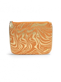 THE LOOKZebra-inspired metallic swirls on canvasRectangular silhouetteTop zip closure with studded leather pullSignature goldtone S studInside logo printTHE MEASUREMENT9W X 7H X ¼DTHE MATERIALCanvasFully linedORIGINImported THE LOOKZebra-inspired metallic swirls on canvasRectangular silhouetteTop zip closure with studded leather pullSignature goldtone S studInside logo printTHE MEASUREMENT9W X 7H X ¼DTHE MATERIALCanvasFully linedORIGINImported