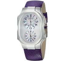 Philip Stein Signature Large Purple Leather Strap Dual Time Watch 2-F-FAMOP-ZPU Philip Stein Signature Large Purple Leather Strap Dual Time Watch 2-F-FAMOP-ZPU