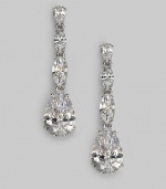 EXCLUSIVELY AT SAKS. A dazzling linear drop design with pear shaped cubic zirconia stones.Cubic zironia Rhodium plated sterling silver Length, about 1¾ Width, about ½ Post and clutch backs Imported 