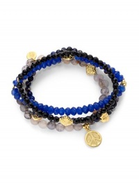 THE LOOKSet of four beaded braceletsDove, peace and heart charmsAgate, jade, jasper and onyx stones22k goldplated vermeil sterling silver charm accentsElastic pull-on styleTHE MEASUREMENTWidth, about 2.5ORIGINMade in USA of imported materials THE LOOKSet of four beaded braceletsDove, peace and heart charmsAgate, jade, jasper and onyx stones22k goldplated vermeil sterling silver charm accentsElastic pull-on styleTHE MEASUREMENTWidth, about 2.5ORIGINMade in USA of imported materials