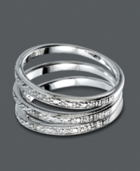Sweet, stackable style with a hint of sparkle. This trendy, three ring set by Victoria Townsend features sterling silver bands accented with seamless rows of diamond accents. Size 7. Sweet, stackable style with a hint of sparkle. This trendy, three ring set by Victoria Townsend features sterling silver bands accented with seamless rows of diamond accents. Size 7.