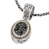 925 Silver, Black & White Diamond Oval Pendant with 18k Gold Accents (0.67ctw)