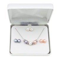 .925 Sterling Silver White, Pink, and Gray Freshwater Pearl Pendant Necklace and Interchangeable Stud Earring Set Free Shipping and Gift Box .925 Sterling Silver White, Pink, and Gray Freshwater Pearl Pendant Necklace and Interchangeable Stud Earring Set Free Shipping and Gift Box