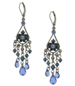 From out of the blue and into your wardrobe. Accentuate any outfit with 2028's chic chandeliers. Earrings highlight multicolored blue crystals suspended from a silver tone mixed metal leverback setting. Approximate drop: 2-3/4 inches.