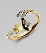 From the Lucite Collection. Beautiful, hand-crafted lucite and dazzling Swarovski crystal accents on a goldtone floral bangle. GoldtoneRhodium-platedHand-crafted luciteSwarovski crystalsDiameter, about 2¼Hinged closureMade in USA