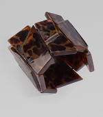 Glossy, geometric tortoise panels make for a serious statement piece.HornCircumference, about 7¼Width, about 2½Slip-on styleImported