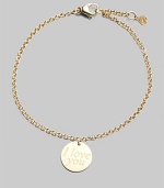 From the Love Plus Collection. A small disc charm with an 'I love you' engraving hangs on a thin chain.18k yellow gold Disc charm Length, about 7 Lobster clasp closure Made in Italy