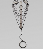 From the Art Deco Collection. Named for the elegant angles and streamlined shapes of the New York architectural treasure, this combination of delicate chains and chunky rectangular beads drapes distinctively and slips over one finger.Hematite-finish brassLength adjusts from about 6¼-7¼Lobster claspMade in USA