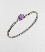 From the Petite Wheaton Collection. A beautiful cable design with a center of rich amethyst accented in dazzling diamonds. Sterling silverAmethystDiamonds, .08 tcwDiameter, about 2½Hook clasp closureImported 