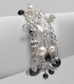 From the Bijoux Collection. A beautifully crafted, sterling silver piece with a multi-row design accented in semi-precious stones.Freshwater pearls, onyx and hematiteSterling silverLobster clasp closureLength, about 8Imported 