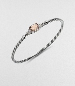 From the Petite Wheaton Collection. A faceted pillow of softly hued pink morganite, edged with diamonds and set on a classic sterling silver cable bangle.Diamonds, 0.08 tcwPink morganiteSterling silverDiameter, about 2½3mm cableHook claspImported