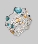 From the Wonderland Collection. Six doublet stones, in the softened shade of well-worn denim, combine color-backed mother-of-pearl and faceted clear quartz, set on a bangle of hammered sterling silver.Mother-of-pearl and clear quartzSterling silverDiameter, about 2½ImportedPlease note: Bracelets sold separately. 