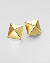 From the Locked In Collection. The power of the pyramid gleams with golden simplicity and geometric elegance in this polished stud.GoldtoneDiameter, about .75Post backImported