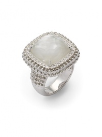 THE LOOKFaceted Mother-of-Pearl detail .16 tcw diamond accentsTextured sterling silver settingTHE MEASUREMENTWidth, about 1Length, about 1ORIGINImported THE LOOKFaceted Mother-of-Pearl detail .16 tcw diamond accentsTextured sterling silver settingTHE MEASUREMENTWidth, about 1Length, about 1ORIGINImported
