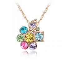 Blue Chip Unlimited - Chic Dark Multi-Colored Geometric Cluster Rose Gold Pendant w/ 18in 18K RGP Chain Necklace Fashion Jewelry Blue Chip Unlimited - Chic Dark Multi-Colored Geometric Cluster Rose Gold Pendant w/ 18in 18K RGP Chain Necklace Fashion Jewelry