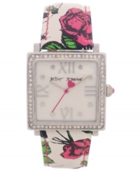 Roses are red, this Betsey Johnson watch is for you! With a sweet rose print, this darling design pretties up your everyday look. Roses are red, this Betsey Johnson watch is for you! With a sweet rose print, this darling design pretties up your everyday look.