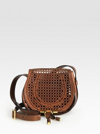 Perforated details freshen this compact silhouette with an adjustable crossbody strap. Adjustable crossbody strap, 19½-23½ drop Flap front closureOne open pocket under flapOne inside open pocketCotton lining7W X 7H X 4DImported Perforated details freshen this compact silhouette with an adjustable crossbody strap. Adjustable crossbody strap, 19½-23½ drop Flap front closureOne open pocket under flapOne inside open pocketCotton lining7W X 7H X 4DImported