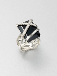 From the Cable Wrap Collection. A beautiful emerald-cut black onyx stone wrapped with iconic cables and brilliant diamonds. Black onyxDiamonds, .5 tcwSterling silverWidth, about .78Imported From the Cable Wrap Collection. A beautiful emerald-cut black onyx stone wrapped with iconic cables and brilliant diamonds. Black onyxDiamonds, .5 tcwSterling silverWidth, about .78Imported