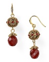 Gleaming in gilded tones, Carolee's gold-plated earrings will add a touch of opulence to your after-dark repertoire, accented by glass stones.