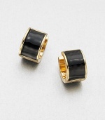 A glossy inset adds interest to this simply chic 12k goldplated design. 12k goldplated brassPlastic accentsLength, about .5Hinged, post backImported 