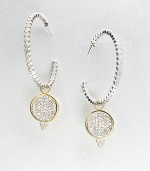 Sparking white sapphires set in sleek sterling silver with radiant 18k goldplating, perfect for hanging on your favorite earrings. White sapphiresSterling silver18k goldplated sterling silverSize, about .78Ring baleImported Please note: Earrings sold separately. 