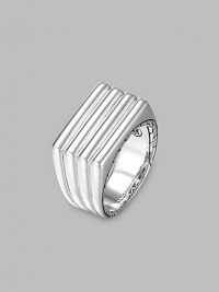 A ridged band of fine silver is finished with etched deisgns on the sides and inside of the band. From the Bedeg Collection Silver 0.52 wide Imported A ridged band of fine silver is finished with etched deisgns on the sides and inside of the band. From the Bedeg Collection Silver 0.52 wide Imported