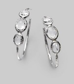 Three radiant ovals of faceted clear quartz, elegantly set in a hoop of sterling silver. Clear quartz Sterling silver Diameter, about 1½ Post back Imported