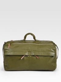 A structured bag of supple goatskin for all of your essential items while on-the-go. Top handle, 2½ dropShoulder strap, 18 dropTop zip closureTwo outside zip pocketsOne inside zip pocketRemovable mini flashlightCotton lining16½W X 9½H X 5¾DImported A structured bag of supple goatskin for all of your essential items while on-the-go. Top handle, 2½ dropShoulder strap, 18 dropTop zip closureTwo outside zip pocketsOne inside zip pocketRemovable mini flashlightCotton lining16½W X 9½H X 5¾DImported