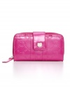 Hello Kitty says hi to shiny quilted patent for a new gloss on the everyday wallet.