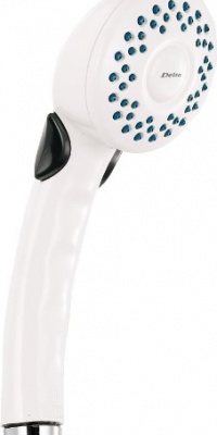 Delta 75009WH Universal Showering Components, Full Spray Push Button Hand Shower, White Delta 75009WH Universal Showering Components, Full Spray Push Button Hand Shower, White