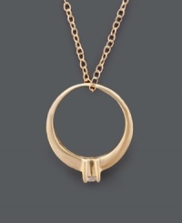 Who says a ring can only be worn on your finger? Giani Bernini turns the trend around with this stylish pendant. Crafted from 24k gold over sterling silver, a cubic zirconia center (1/4 ct. t.w.) adds extra sparkle. Approximate length: 18 inches. Approximate drop: 1/2 inch. Who says a ring can only be worn on your finger? Giani Bernini turns the trend around with this stylish pendant. Crafted from 24k gold over sterling silver, a cubic zirconia center (1/4 ct. t.w.) adds extra sparkle. Approximate length: 18 inches. Approximate drop: 1/2 inch.