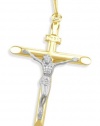 Crucifix Cross Pendant 14k White Yellow Gold Jesus Charm 1.50 inch