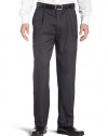 Louis Raphael LUXE Men's 100% Worsted Wool Micro Tic Pleated Hidden Extension Dress Pant,Charcoal,36x34