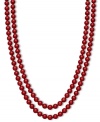 Crimson chic. This brilliantly-hued strand necklace features two rows of bold red agate beads (290 ct. t.w.) in a polished sterling silver setting. Approximate length: 18 inches and 19 inches. Approximate bead diameter: 8 mm.