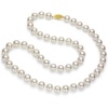 14k Yellow Gold 7-8mm White Japanese Saltwater Akoya Pearl High Luster Necklace 18 Length, AAA Quality.