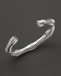 Sterling silver bamboo-inspired bracelet by Gucci. Sterling silver bamboo-inspired bracelet by Gucci.