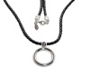 Giorgio Fedon Braided Black Leather with Silver Loop Eyeglass Necklace