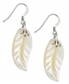 The sweet touch of Mother Nature. These beautiful leaf drop earrings are crafted from carved Mother of Pearl. Set in sterling silver with a fishhook backing. Approximate drop; 1-1/2 inches.