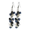 2 Black and Silver Cluster Faceted Crystal Dangle Hook Earrings For Women