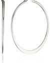 Betsey Johnson Silver-Tone Knife Edge Medium Hoop Earrings