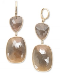 Stunning in sapphire. This pair of 14k gold earrings makes a bold statement in any occasion, with sapphire (60 ct. t.w.) and full- and single-cut diamonds (1/10 ct. t.w.) adding luster. Approximate drop: 2 inches. Approximate width: 3/4 inch. Stunning in sapphire. This pair of 14k gold earrings makes a bold statement in any occasion, with sapphire (60 ct. t.w.) and full- and single-cut diamonds (1/10 ct. t.w.) adding luster. Approximate drop: 2 inches. Approximate width: 3/4 inch.