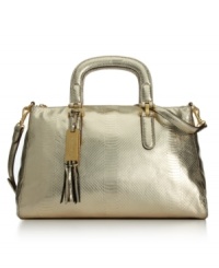 Lend a luxe look to your everyday accessorizing with this chic, metallic satchel from Lauren Ralph Lauren. Snakeskin-embossed leather is adorned with signature detailing, while the pocket-lined interior provides superb organization within. Lend a luxe look to your everyday accessorizing with this chic, metallic satchel from Lauren Ralph Lauren. Snakeskin-embossed leather is adorned with signature detailing, while the pocket-lined interior provides superb organization within.