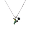 3-D Enamel Hummingbird Charm Necklace with Jet Black Crystal Drop