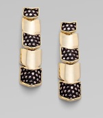 Slither your way into chic style with this snake skin inlay design. 14k goldplated Drop, about 2¼ Post back Made in USA 